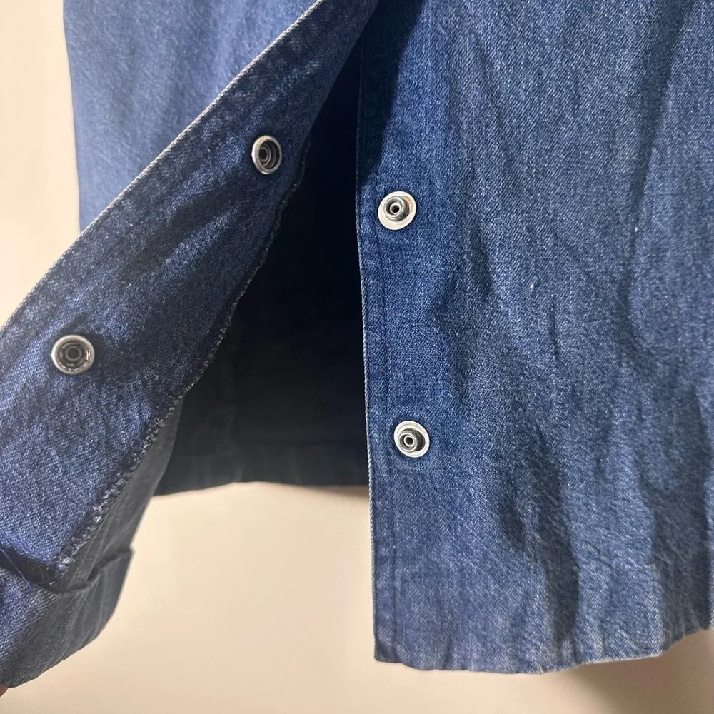 Vintage denim button down high waisted pockets midi skirt size M